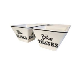 Set of 4 Give Thanks Black & White Small Appetizer Bowls